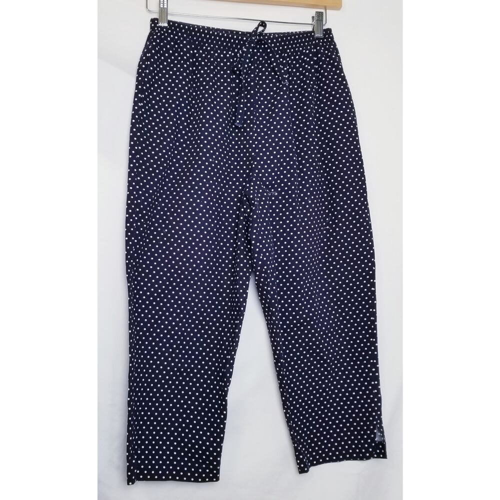 G.W. Division of Graff Women's Navy & White Polka Dot Capris Elastic Waist Sz 10